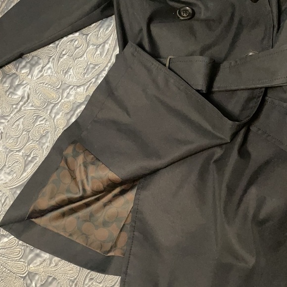 Coach black trench coat with belt. Worn twice. Perfect condition. - Picture 10 of 11
